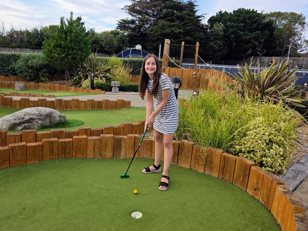 hoburne park review, dorset, frugal mum travel guide, photo of mini golf