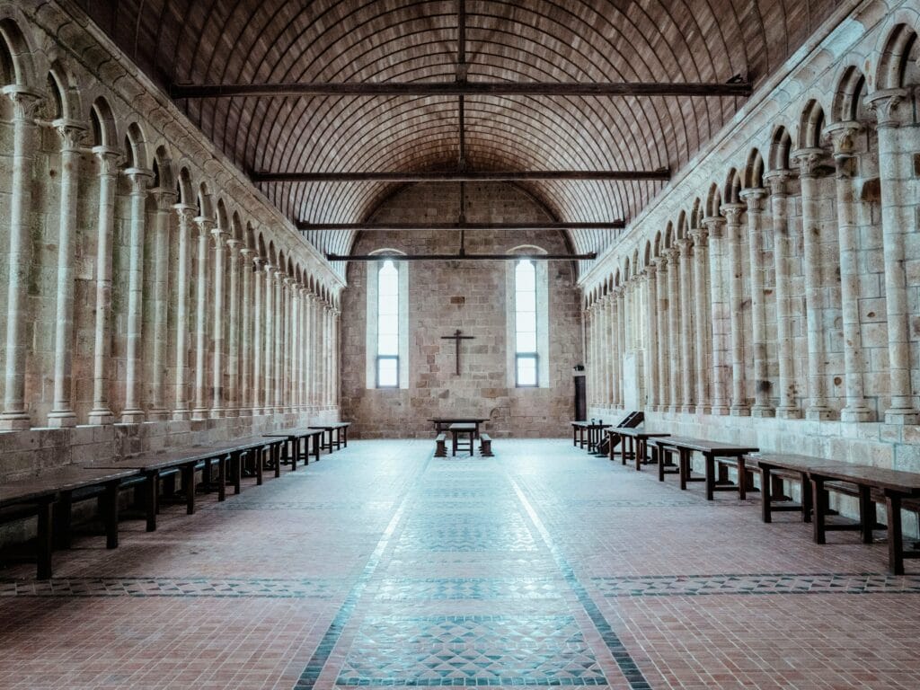 Visiting Mont Saint-Michel with Kids, Family Frugal Mum Guide, photo of abbey interior