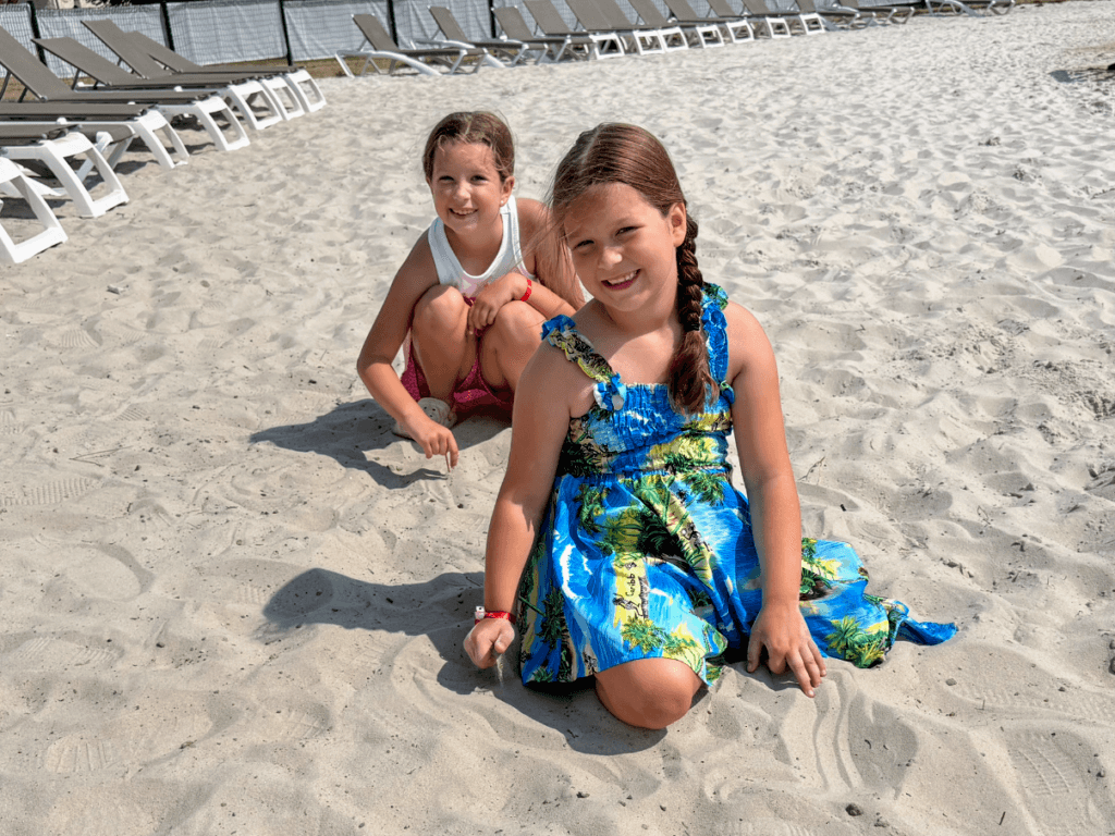 Eurocamp Holiday Review, La Croix du Vieux Pont, Paris, France, frugal mum photo of kids on beach