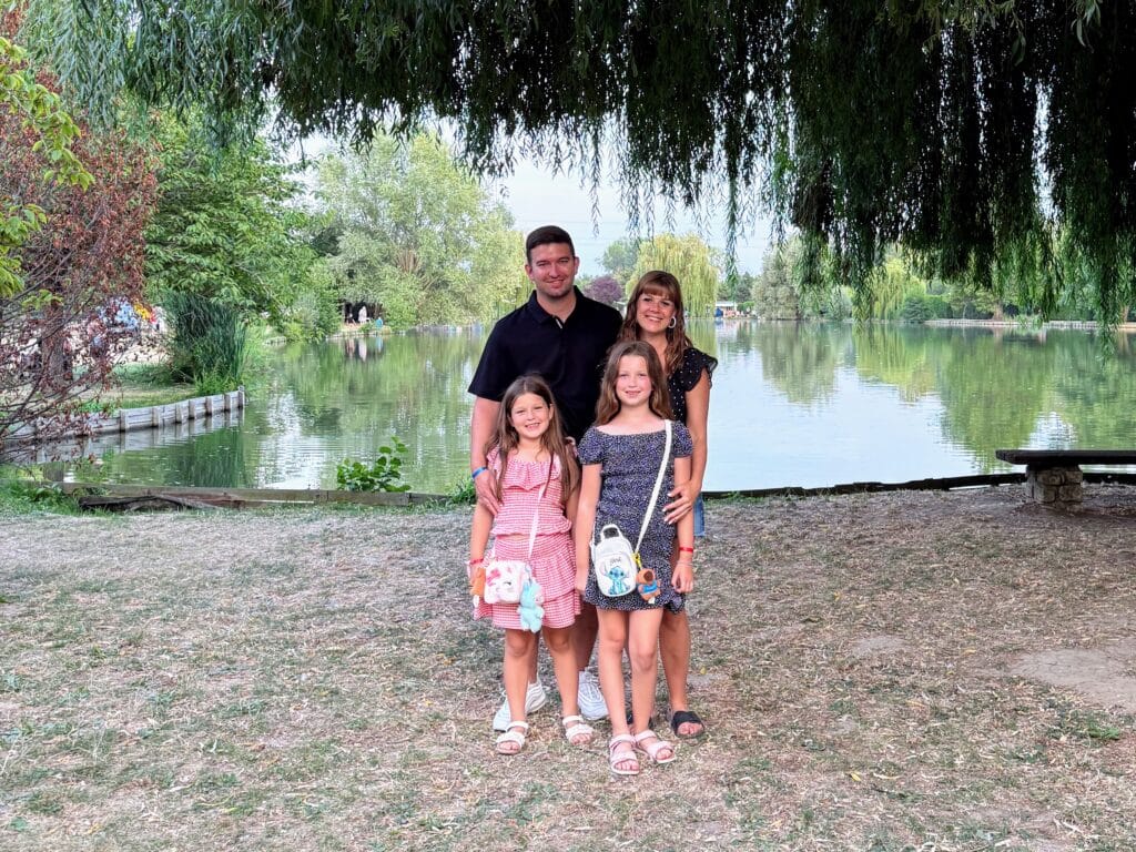 Eurocamp Holiday Review, La Croix du Vieux Pont, Paris, France, frugal mum photo of family by lake