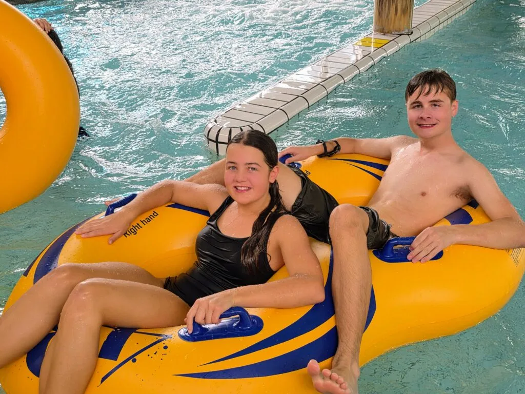 Duinrell Holiday and theme park, frugal mum review, the Netherlands, photo of kids on waterslide