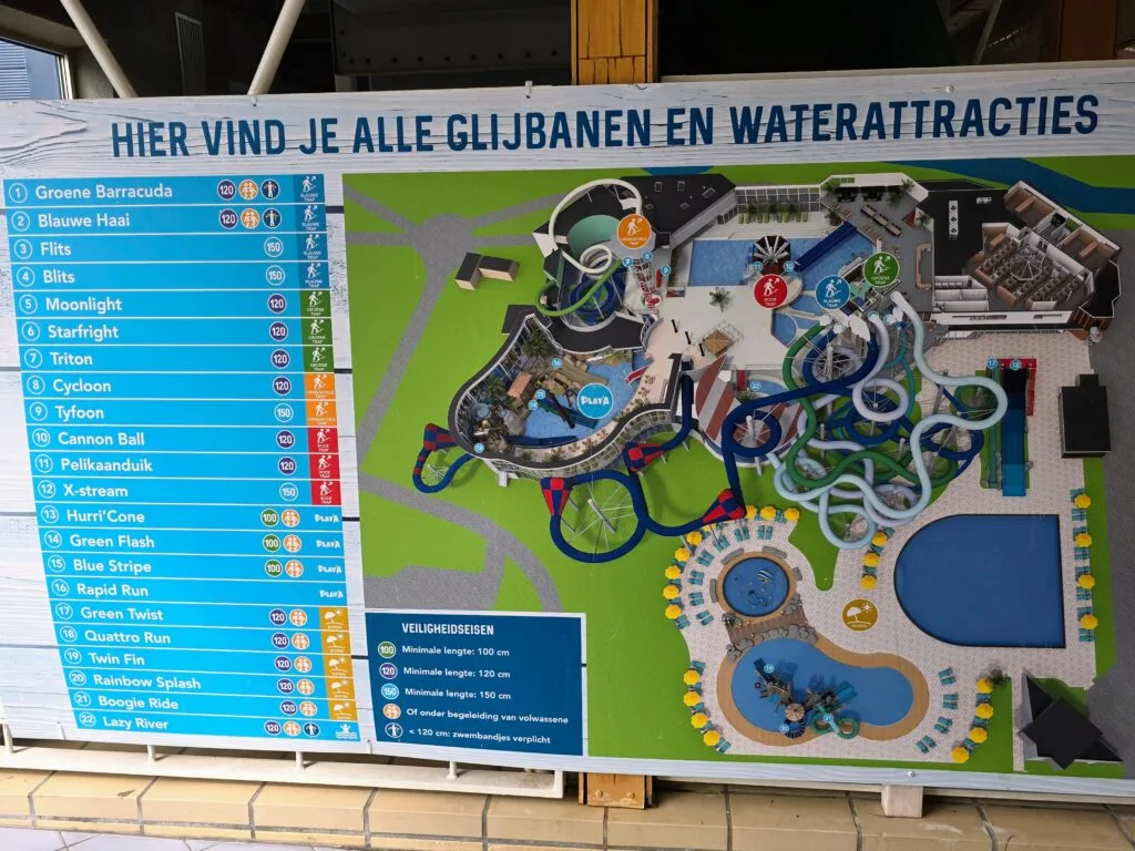 Duinrell Holiday and theme park, frugal mum review, the Netherlands, photo of waterslide guide
