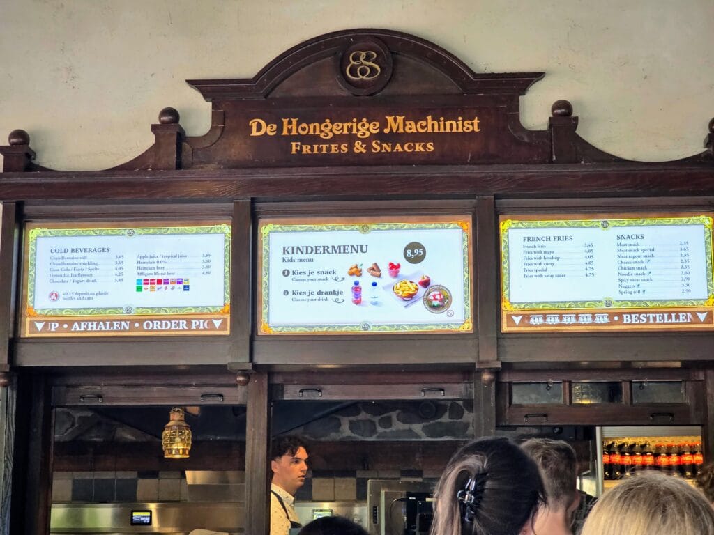 Efteling with kids, frugal mum guide and review, photo of menu