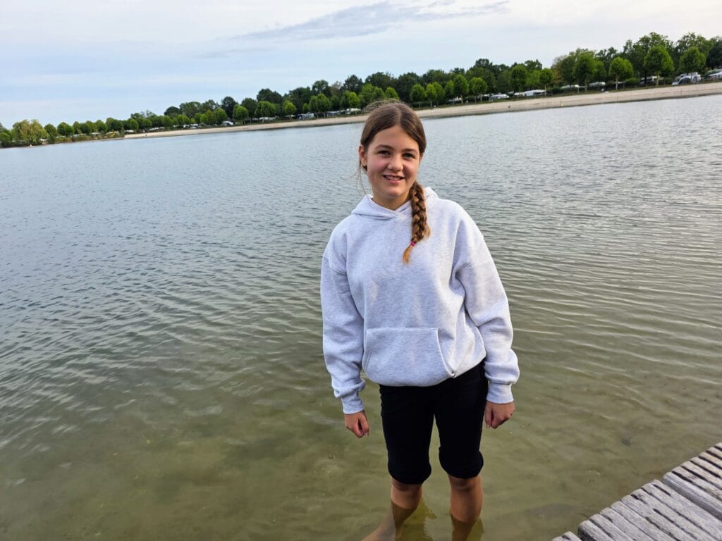Eurocamp Holiday TerSpegelt, the Netherlands, frugal mum review, photo of child paddling in lake
