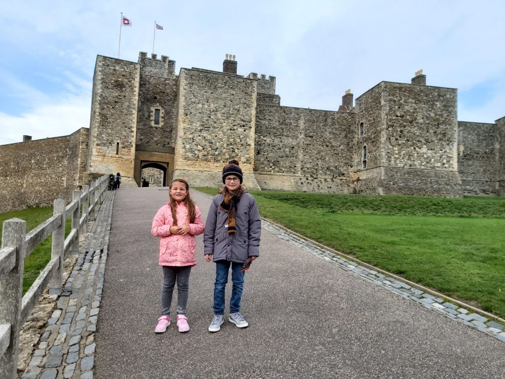 Kent, Kids, best indoor attractions, entertain family, rainy day out, review, frugal mum photo of children outside dover castle