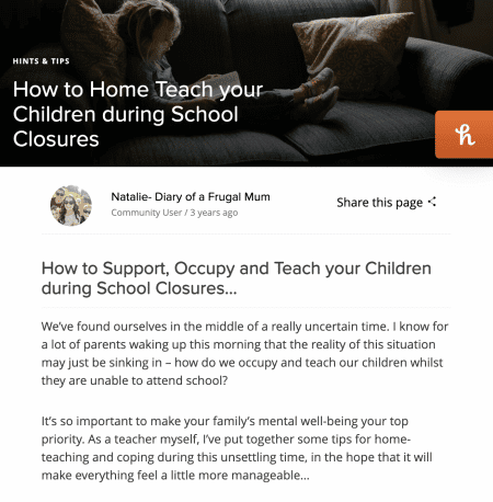 Frugal Mum, Natalie Smith, Preloved guest blog article, how to home teach your children
