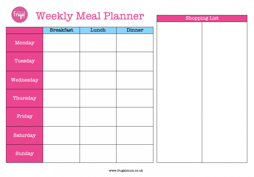 weekly meal planning sheet