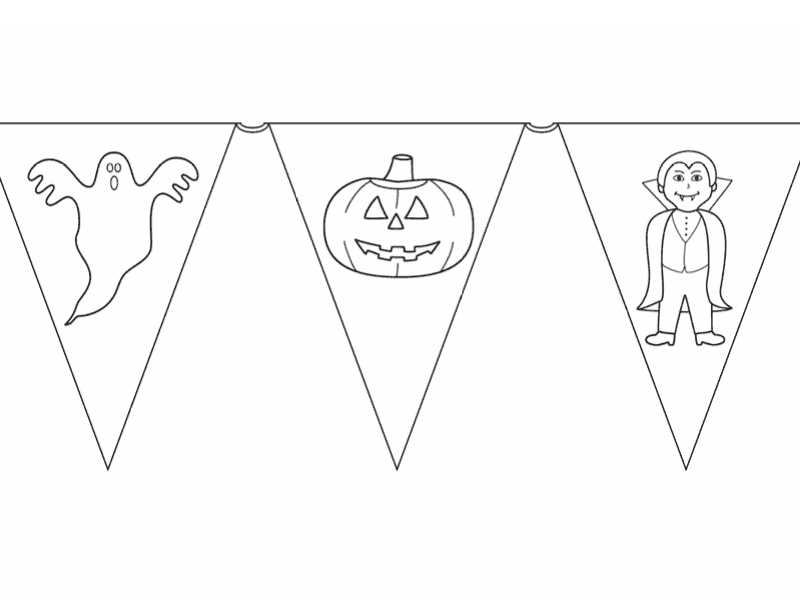 frugal mum, free, printable, DIY, halloween, colour in bunting, kids