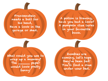 frugal mum, halloween treasure hunt, free, printable clues