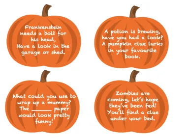 frugal mum, halloween treasure hunt, free, printable clues