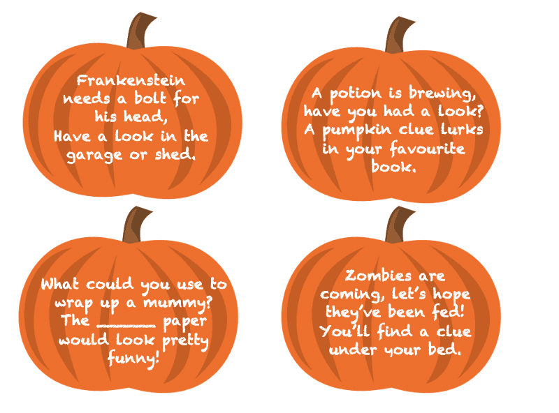 frugal mum, halloween treasure hunt, free, printable clues