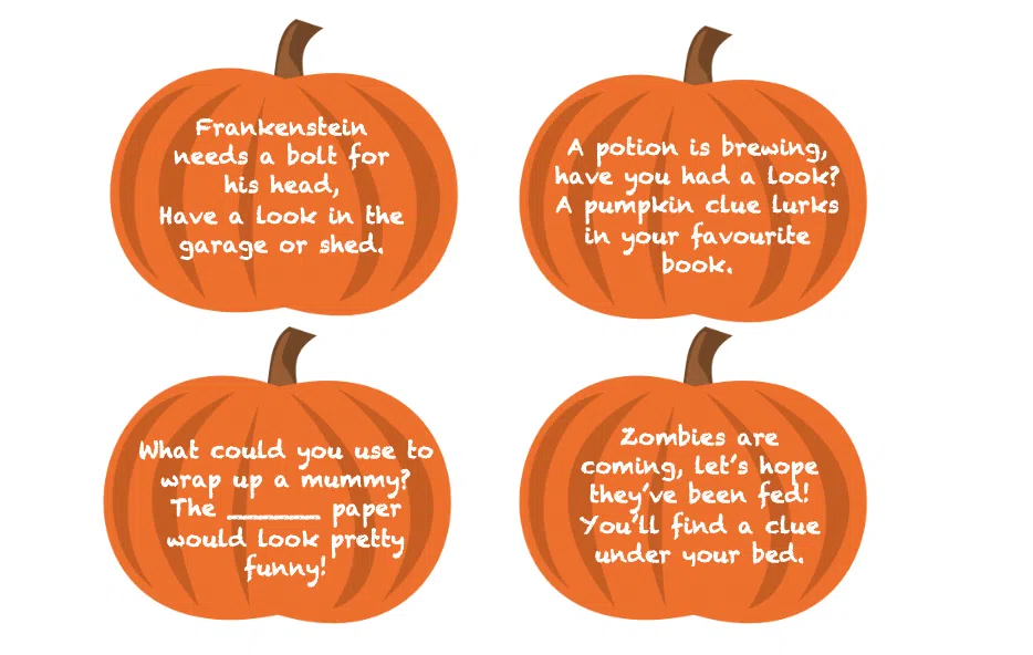 frugal mum, childrens halloween hunt, trail, clues