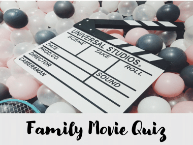 frugal mum, free printable quiz, family, adults vs kids, trivia, game night, movies, title image