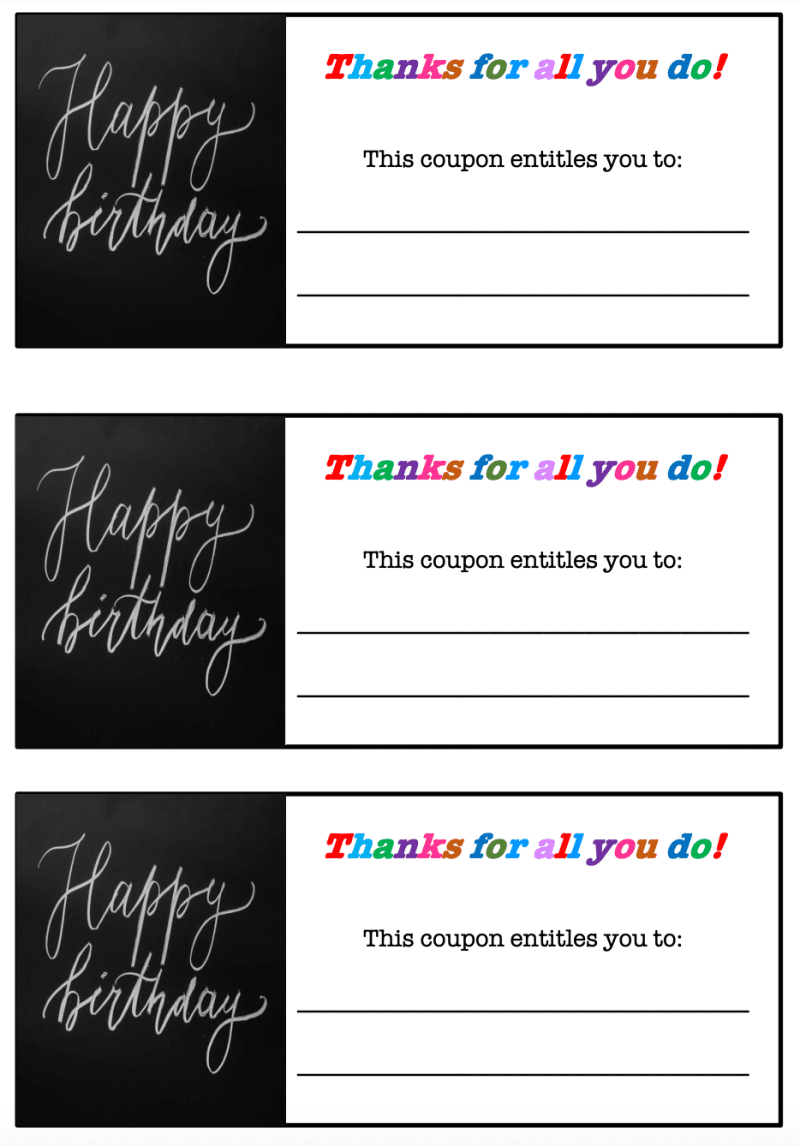 Free, printable Birthday coupons!