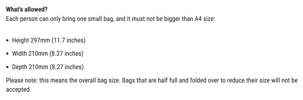 wembley stadium bag policy, london, england football