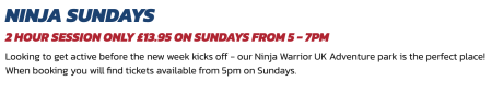 ninja warrior, chatham, inside, assault course, inflatable, session prices