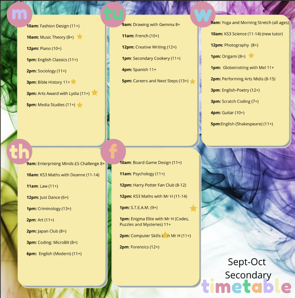 home education on a budget guide, £2 tuition hub timetable for home educators, cheap tutoring lessons