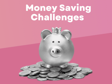 money saving challenges title piggybank