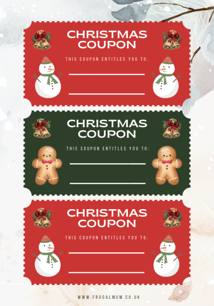 frugal mum, free, printable christmas coupons