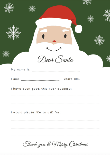 letter to santa, free printable template, download, childrens, frugal mum