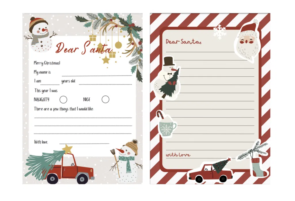 letters to santa templates, printable, frugal mum