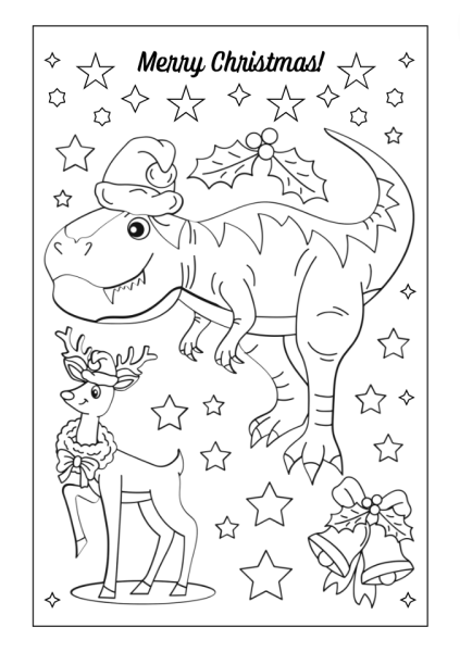 frugal mum, free printable, Christmas, activity, childrens colouring page, dinosaur, reindeer