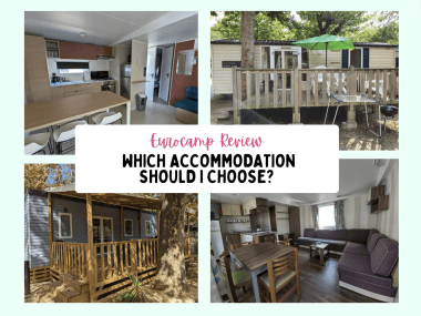 Eurocamp accommodation options title image, mobile home, frugal mum review