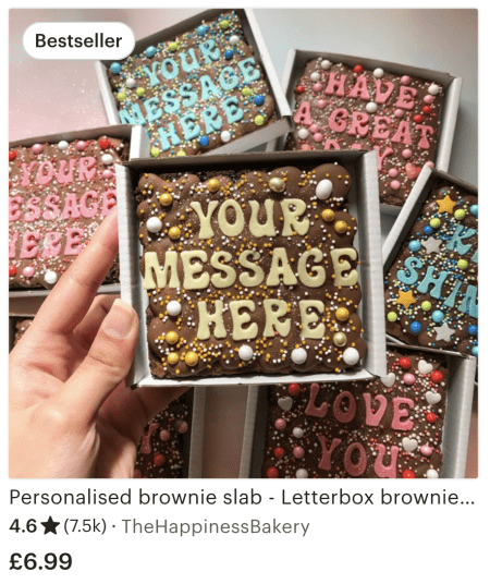 etsy, frugal mum, gifts, mothers day, affordable presents, personalised brownie