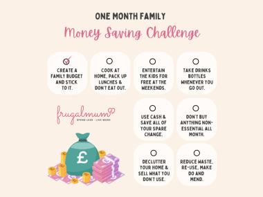 The 12 best money saving challenges to try today, frugal mum saving tips, family monthly