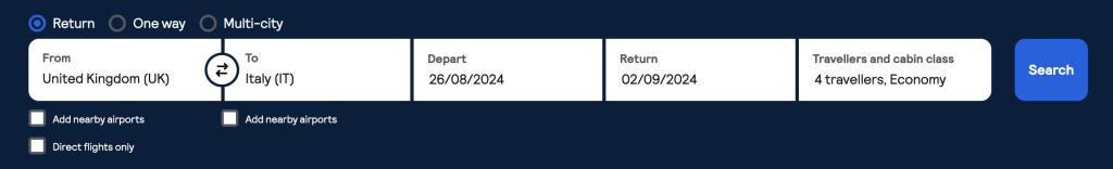 How does Skyscanner work, A how to guide for cheap flights, search image
