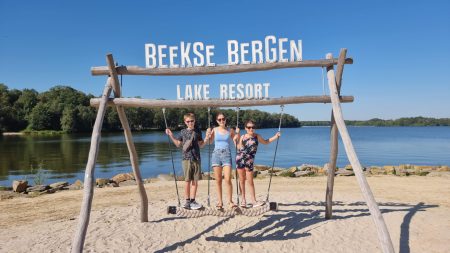 Eurocamp holiday, lake resort, frugal mum review photo, The Netherlands, Beekse Bergen lake resort, beach swing