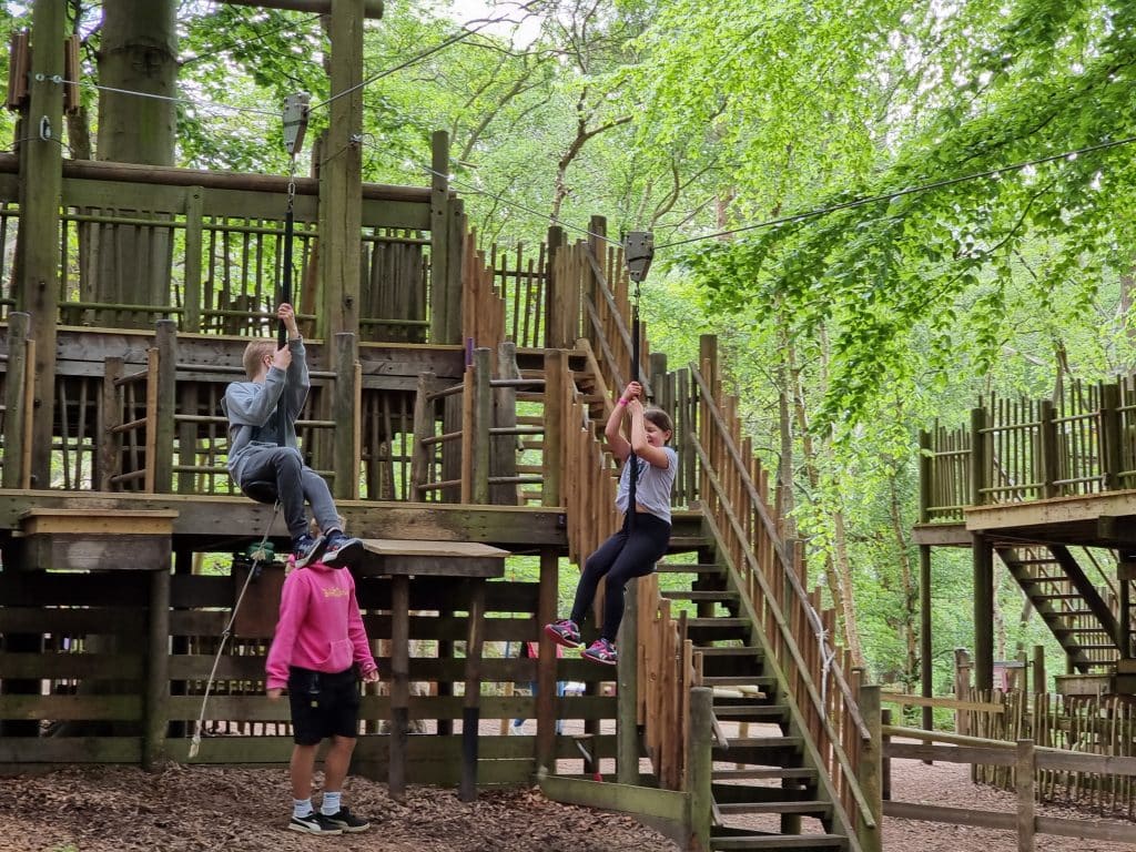 bewilderwood norfolk with kids review, frugal mum guide, photo of zip line