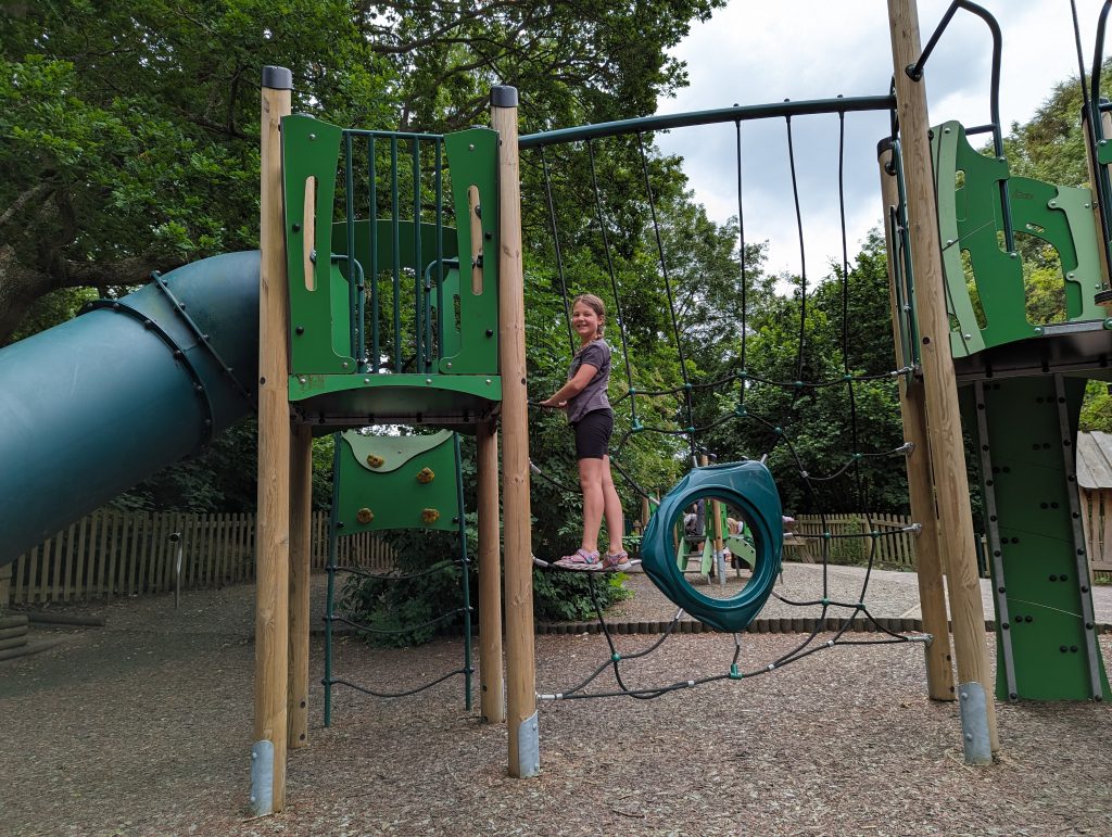 Kent, Kids, FREE family days out, brockhill country park, hythe, frugal mum child photo in playpark 