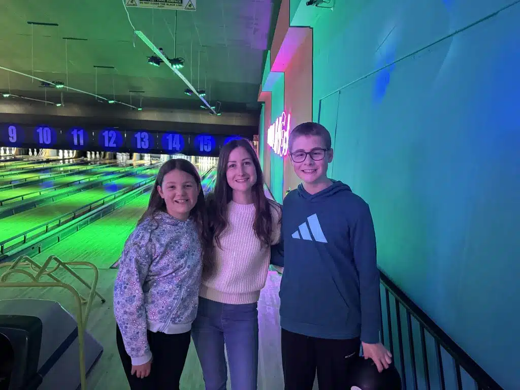 UK family budget travel, cheap staycation holiday, frugal mum tips, photo of bowling alley