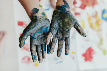 painty children's hands