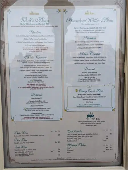 disneyland paris holiday guide and review, frugal mum travel guide, photo of restaurant food prices, menu