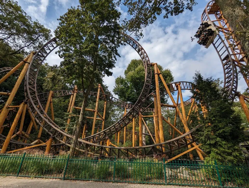 Duinrell Holiday and theme park, frugal mum review, the Netherlands, photo of rollercoaster