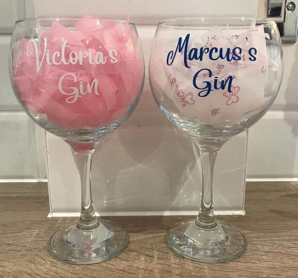 etsy, personalised gin glasses