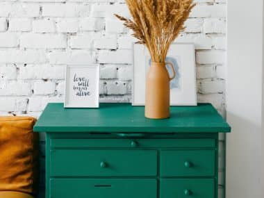 green painted cabinet