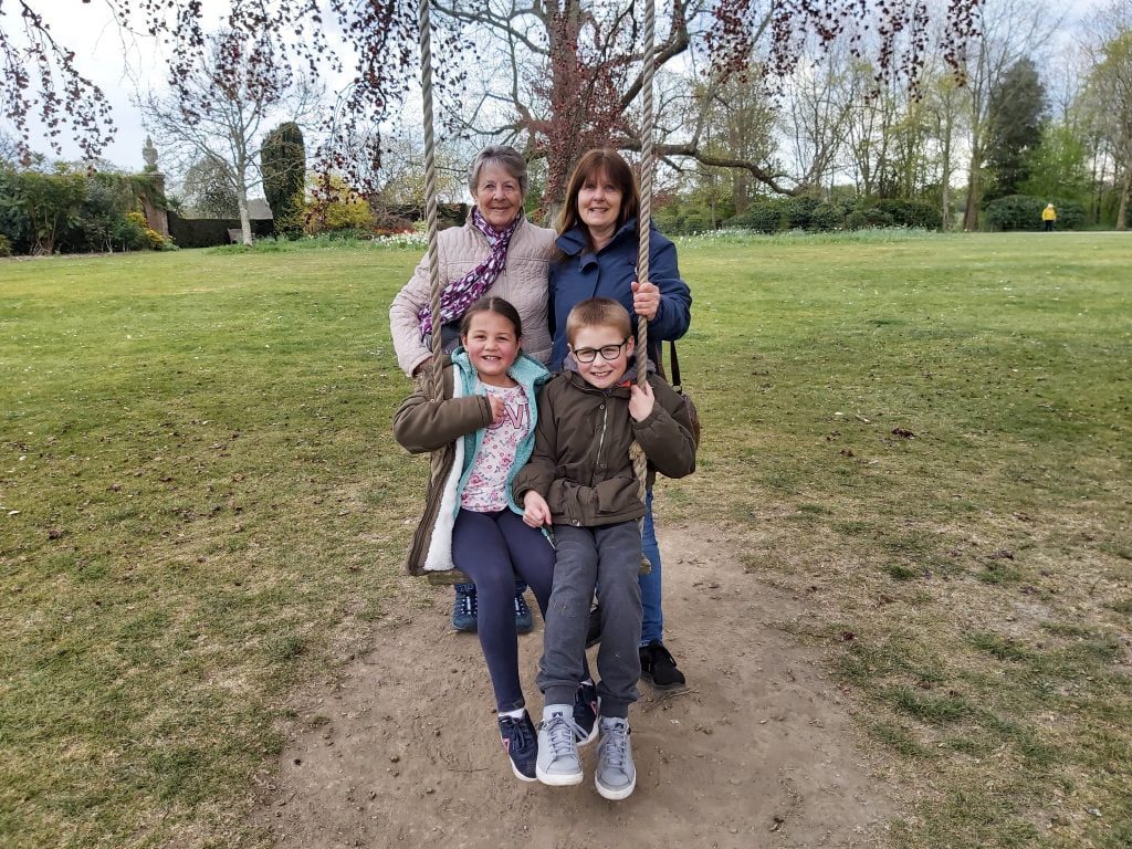 Kent with Kids, Hole Park, Rolvenden, day out, frugal mum family on swing