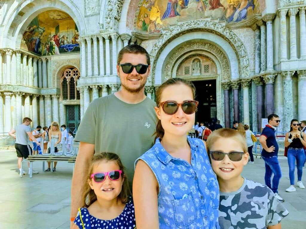 st mark's square, venice, frugal mum family photo, northern italy, eurocamp road trip, budget trip with kids, review