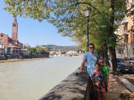 Verona, Italy, kids, frugal mum family photo, eurocamp holiday, lake garda, camping cisano san vito review