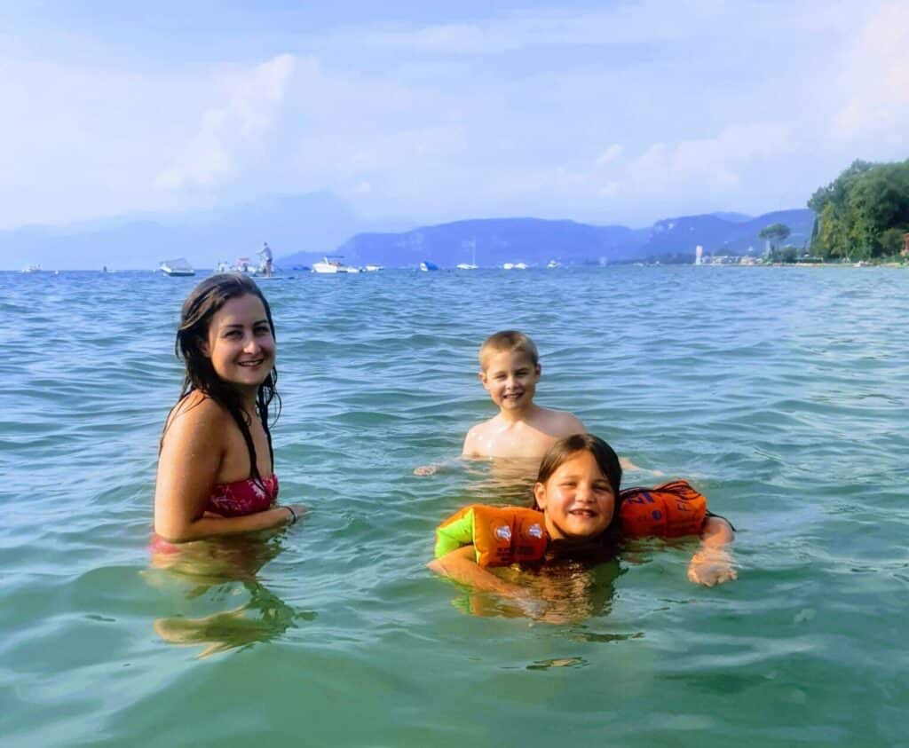 cisano san vito, eurocamp holiday, lake garda, italy, frugal mum, swimming in lake, photo, review, road trip guide