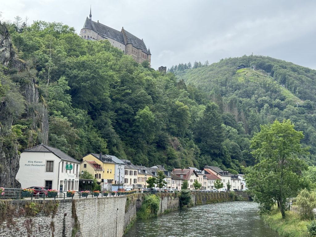 frugal mum photo of luxembourg, vianden river and castle