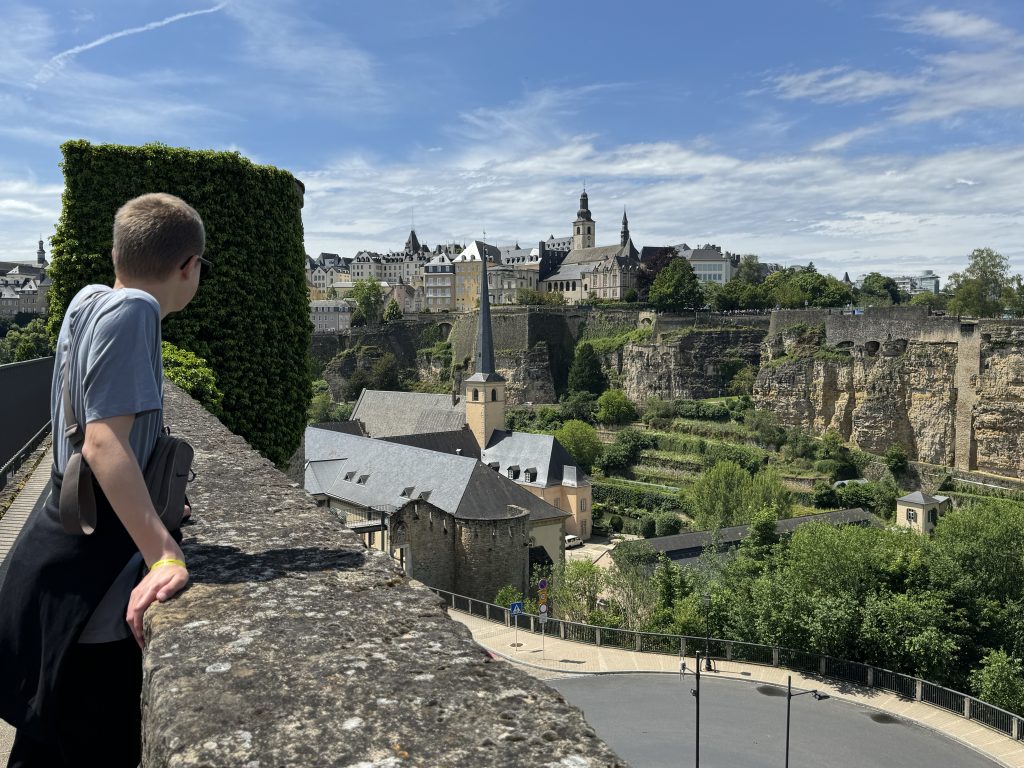 frugal mum photo of son looking over luxembourg city