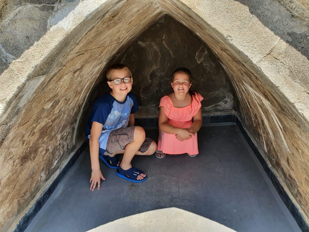 best things to do in Cornwall with kids, St Michael's Mount, National Trust, photo of frugal mum children in castle