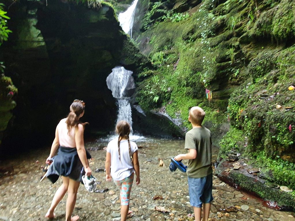 Cornwall with kids, family attractions, St Nectan's Glen, waterfall photo, frugal mum and children, review