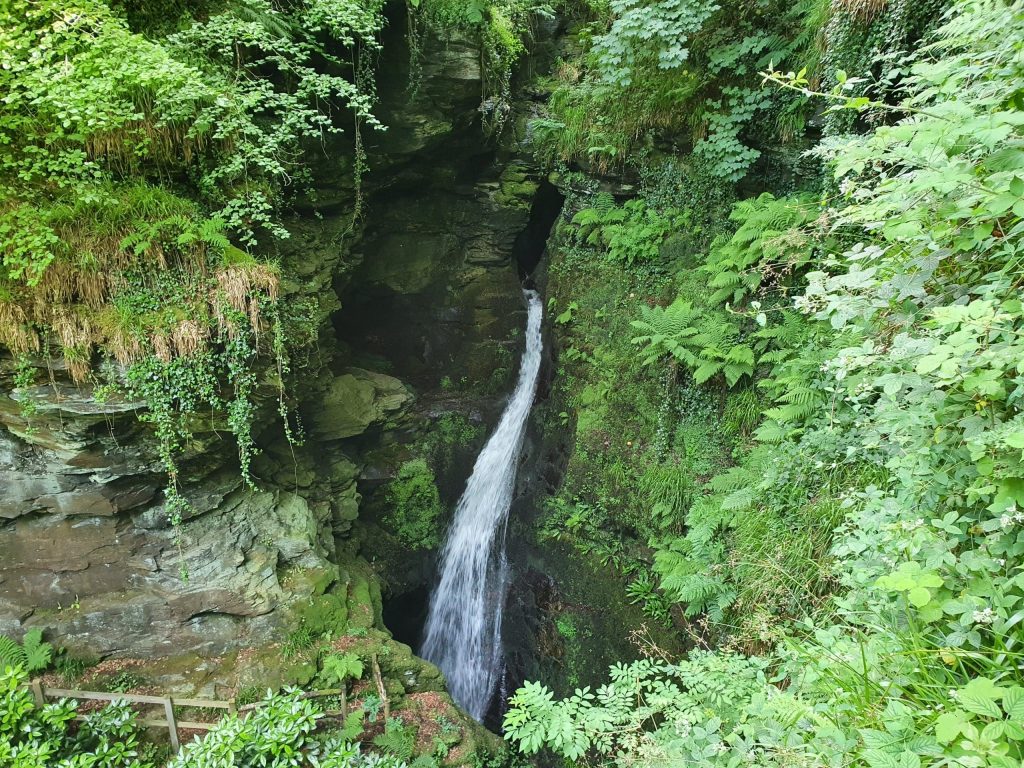 best things to do in Cornwall with kids, St Nectan's Glen, waterfall photo, frugal mum 