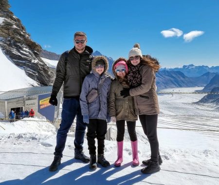 Switzerland, Jungfraujoch, snow, glacier, mountain, frugal mum family photo, travelling on a budget tips, europe