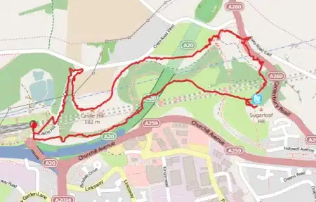 Folkestone 3 Peaks Challenge, Free Day Out with the Kids, Kent, nature walk, hills, route image map